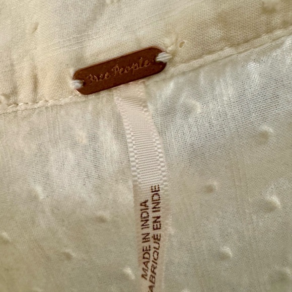 Free People Lace Ruffle Prairie Blouse Cream Romantic Cottagecore Top Size S - Picture 8 of 9